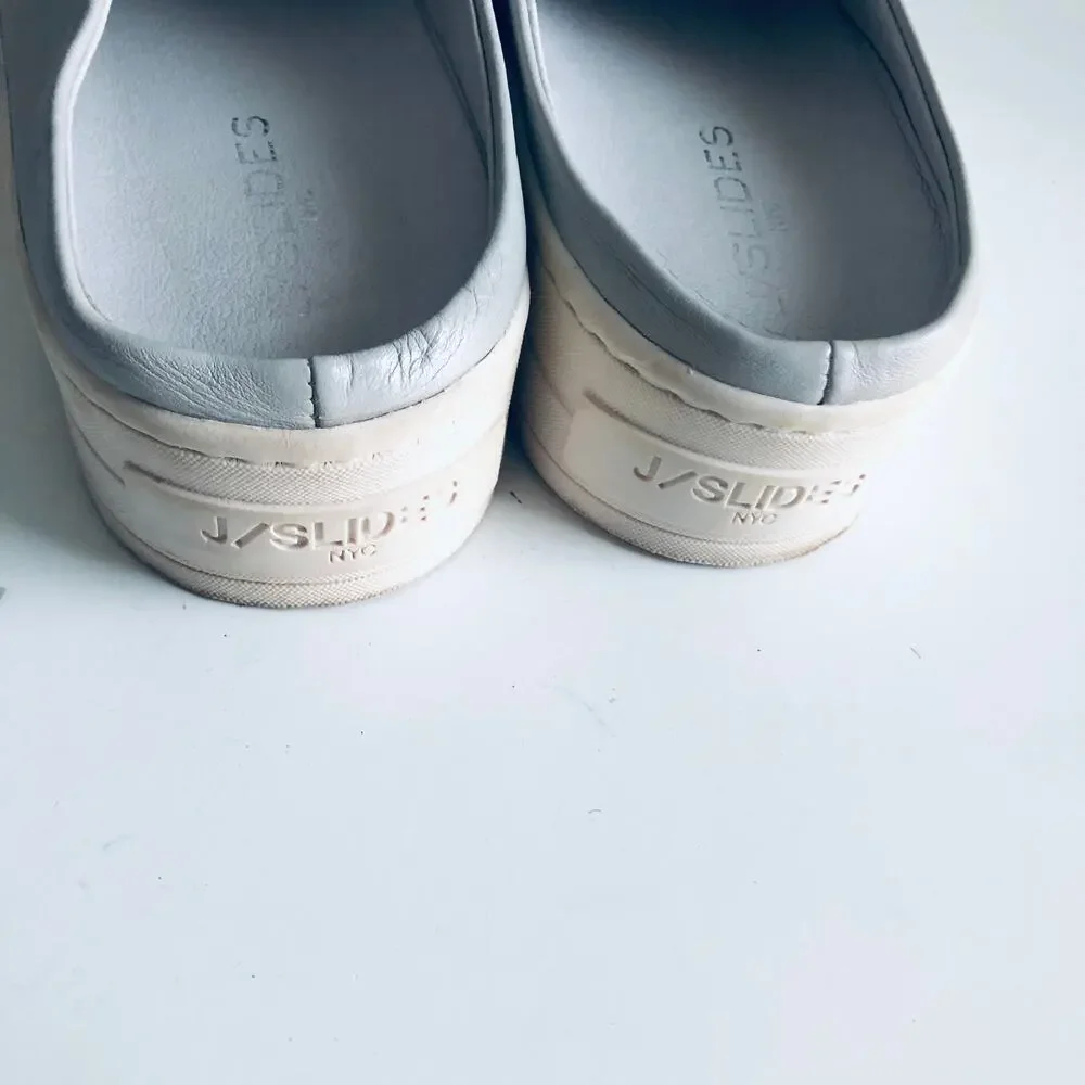J Slides 'Alara' Women's  8 Slip On Sneaker Mule Gray Leather Clog Slide